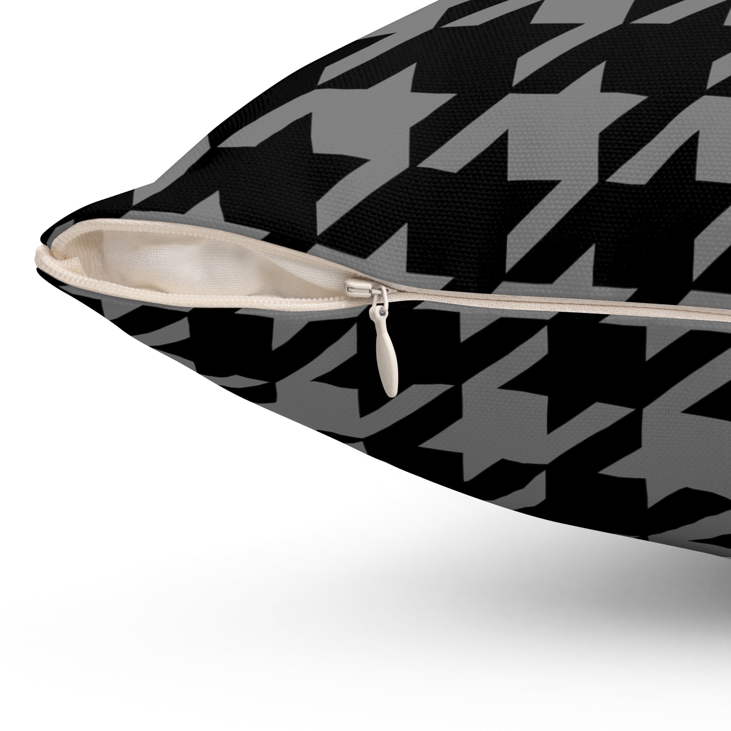 Grey, Black Retro Houndstooth Cushion Pillow