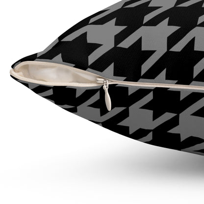 Grey, Black Retro Houndstooth Cushion Pillow