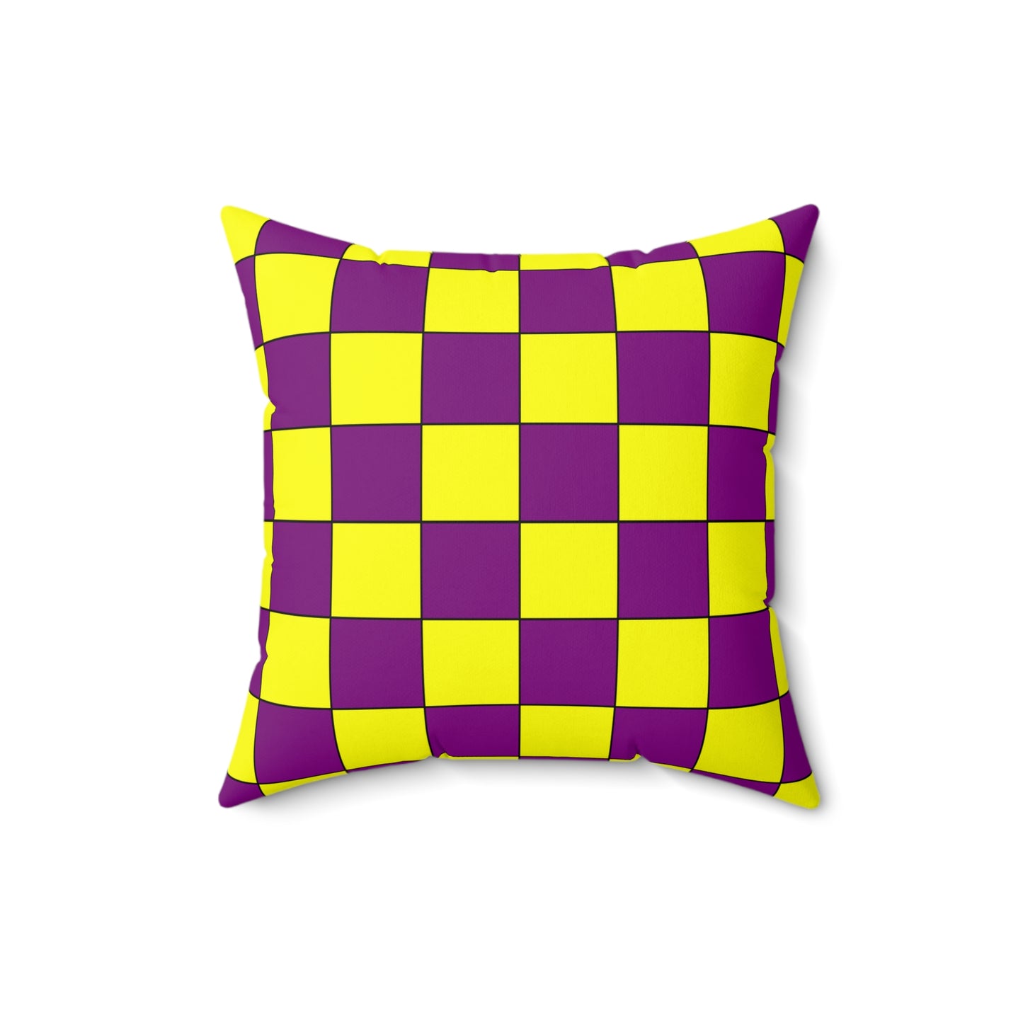 Purple, Yellow Retro Check Cushion Pillow
