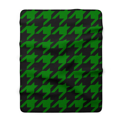 Green, Black Retro Houndstooth Blanket Throw