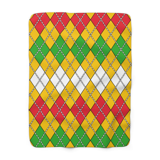 Myanmar Retro Argyle Blanket Throw