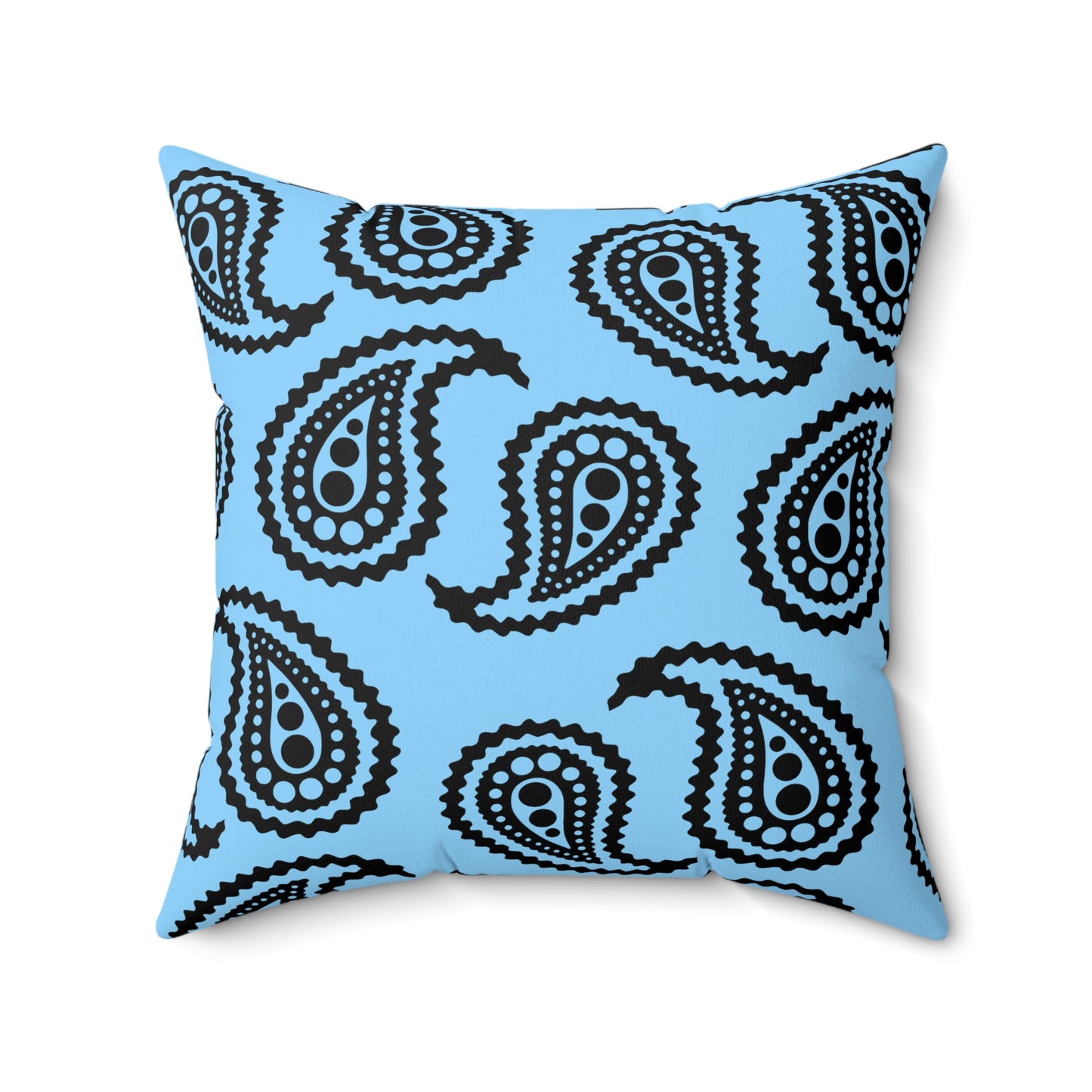 Light Blue, Black Retro Paisley Cushion Pillow