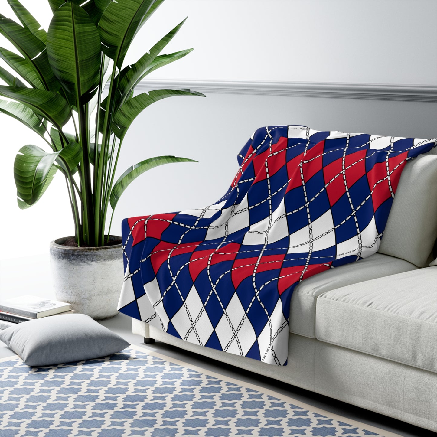 Anguilla Retro Argyle Blanket Throw
