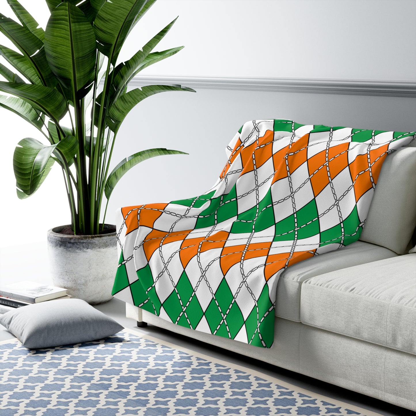 Ireland Retro Argyle Blanket Throw