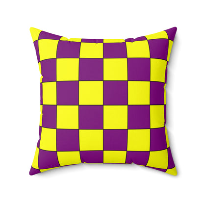 Purple, Yellow Retro Check Cushion Pillow