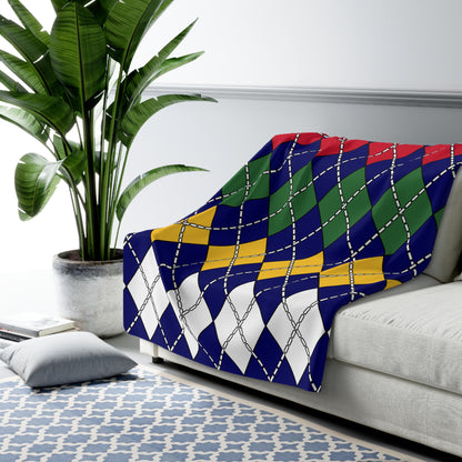 British Virgin Islands Retro Argyle Blanket Throw