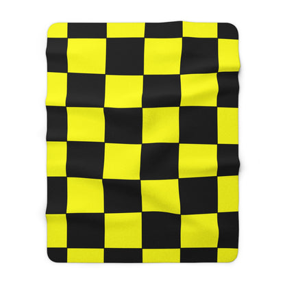 Yellow, Black Retro Check Blanket Throw