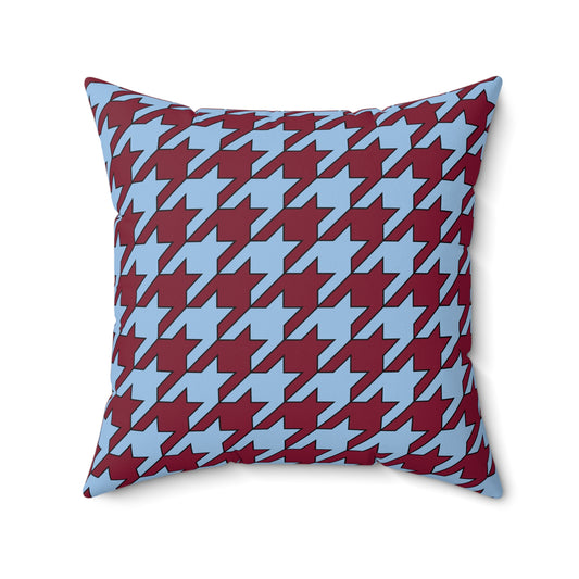Claret, Blue Retro Houndstooth Cushion Pillow
