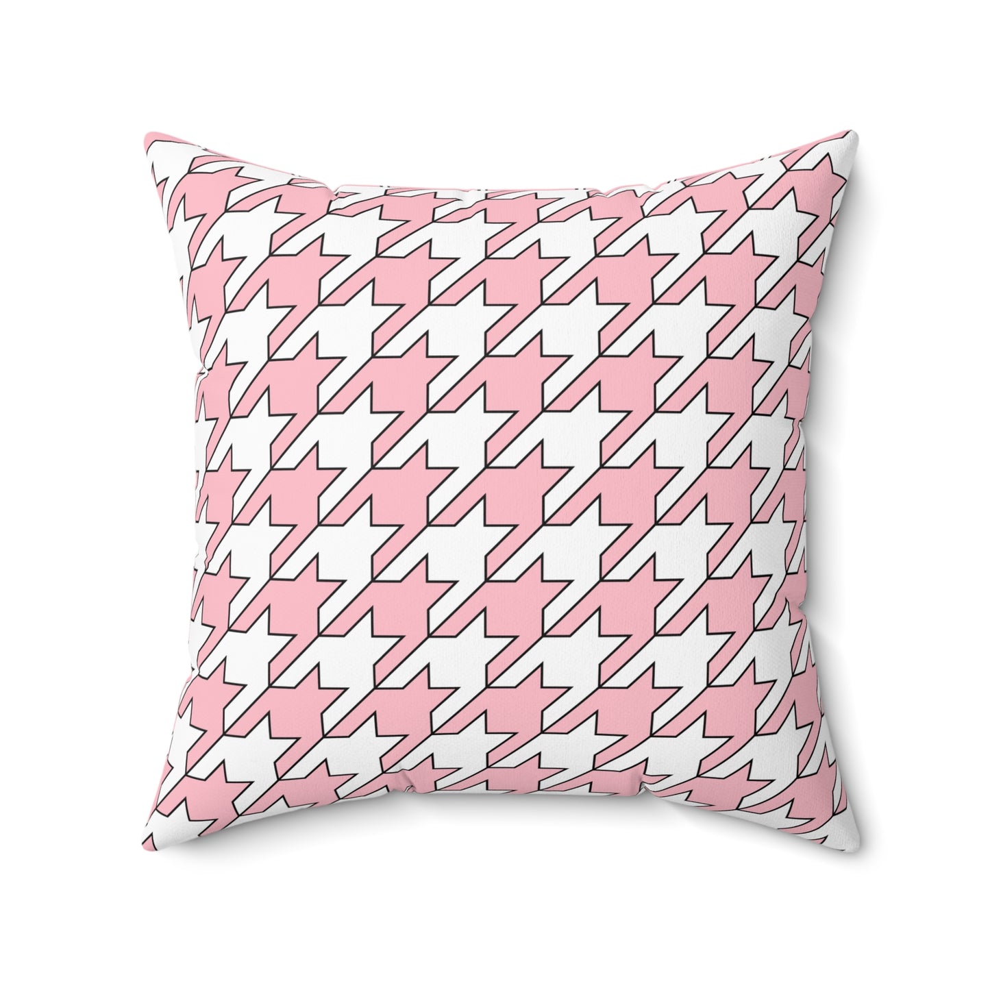 Pink, White Retro Houndstooth Cushion Pillow