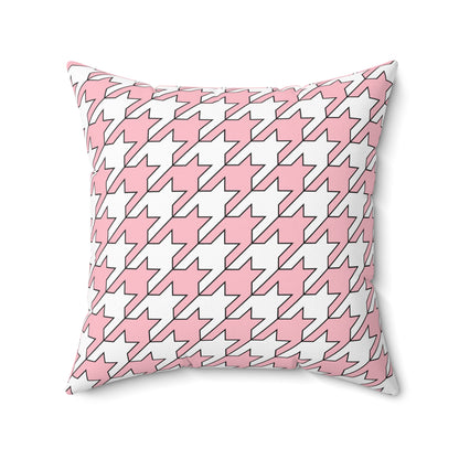 Pink, White Retro Houndstooth Cushion Pillow