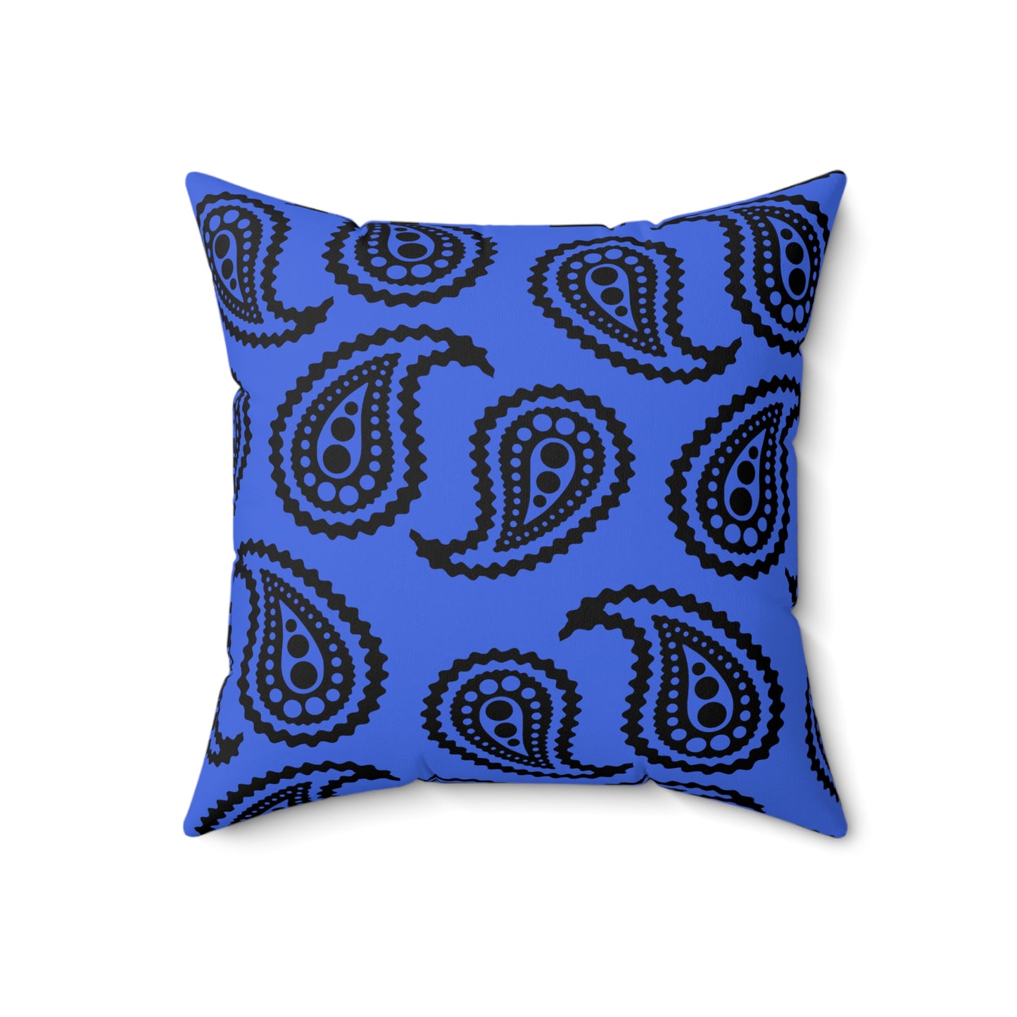 Royal Blue, Black Retro Paisley Cushion Pillow