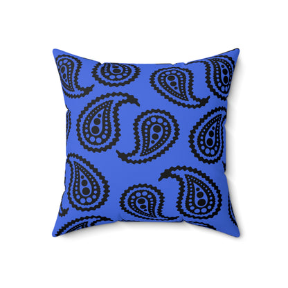 Royal Blue, Black Retro Paisley Cushion Pillow
