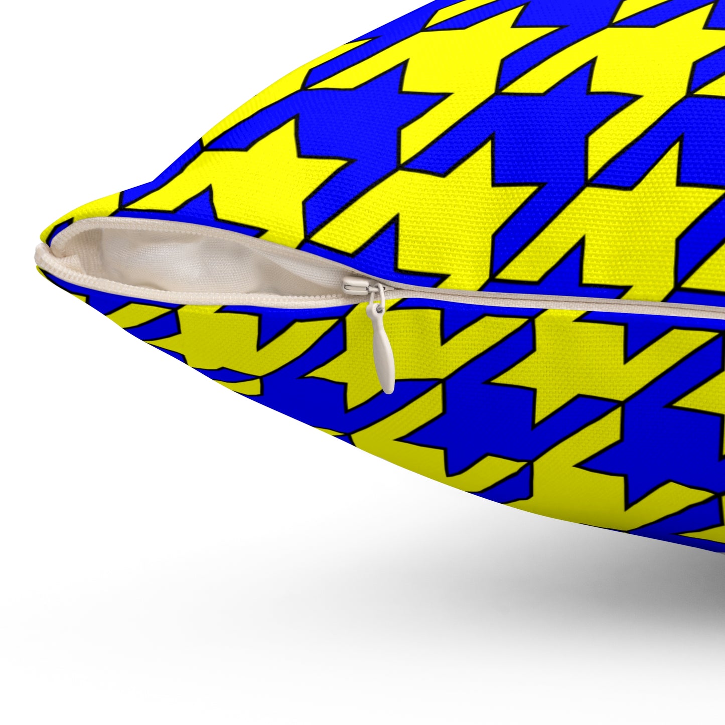 Blue, Yellow Retro Houndstooth Cushion Pillow