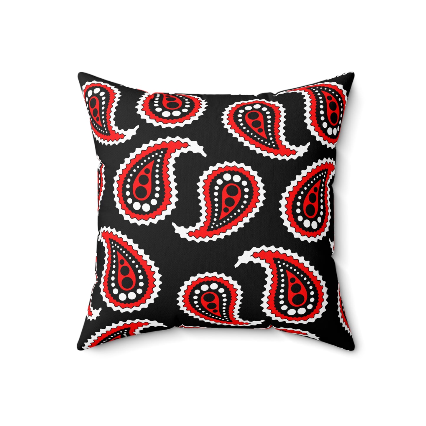 Black, White, Red Retro Paisley Cushion Pillow