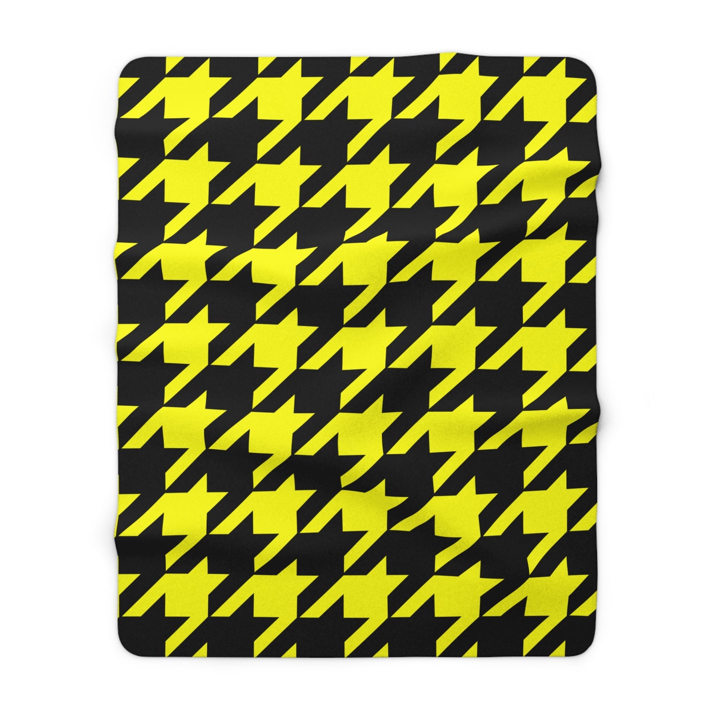 Yellow, Black Retro Houndstooth Blanket Throw
