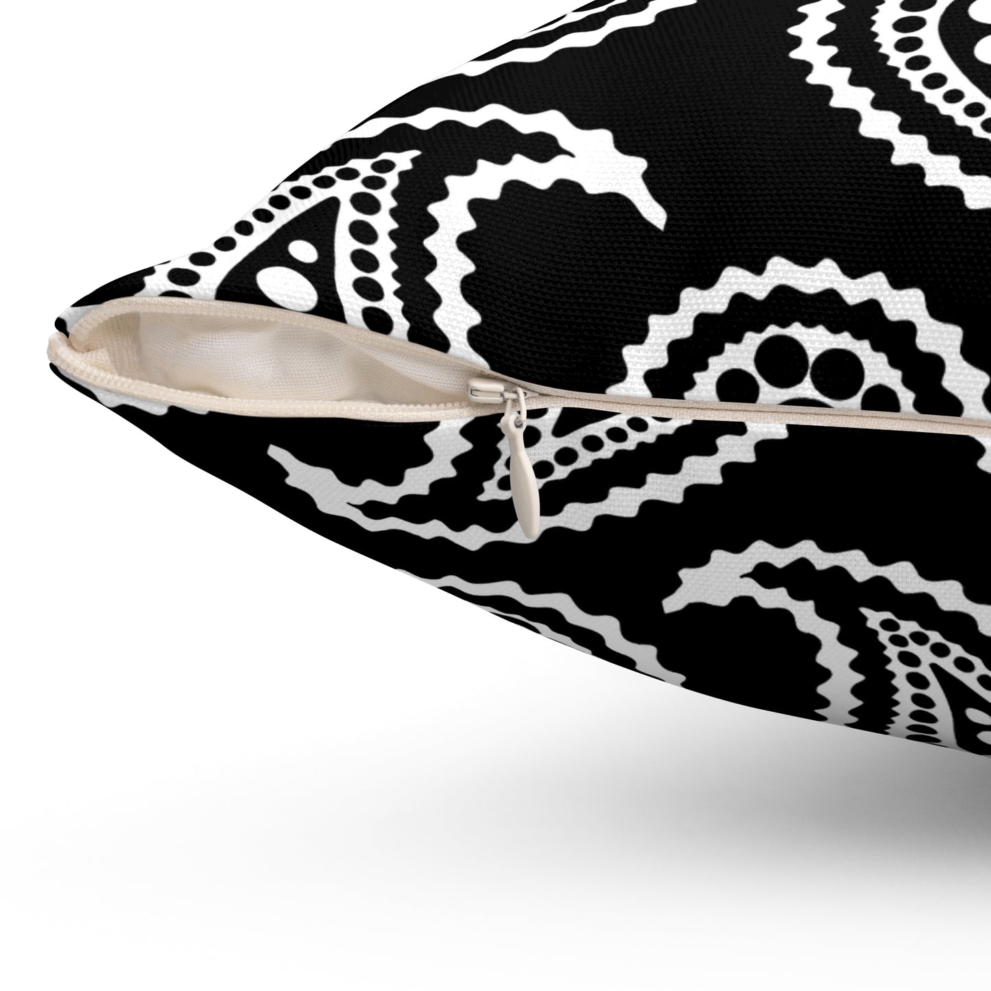 Black, White Retro Paisley Cushion Pillow