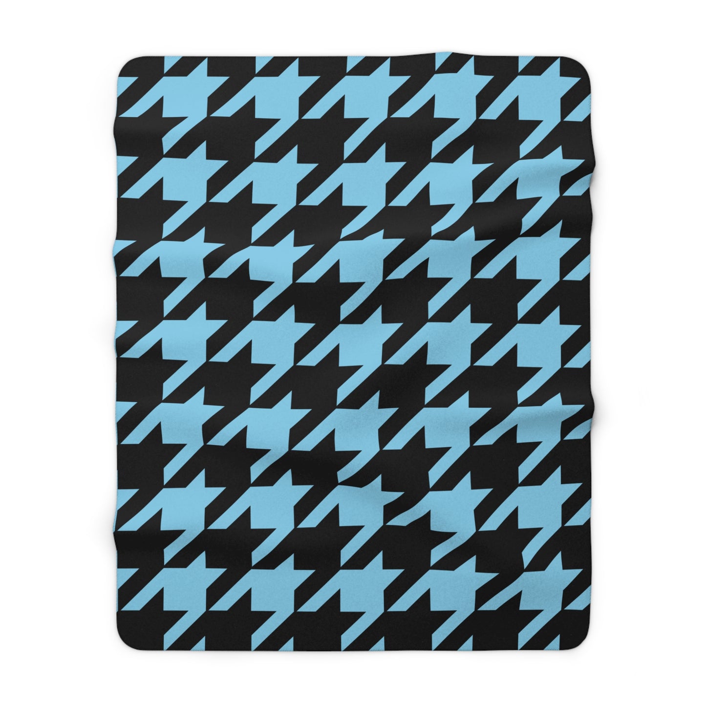 Sky Blue, Black Retro Houndstooth Blanket Throw