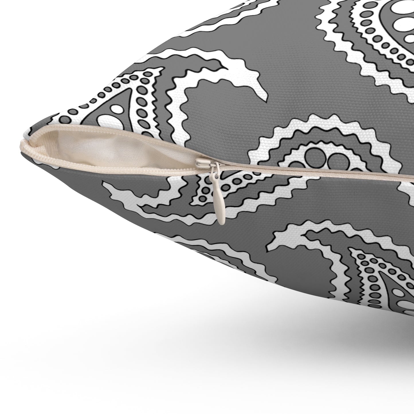 Grey, White Retro Paisley Cushion Pillow