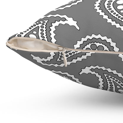 Grey, White Retro Paisley Cushion Pillow