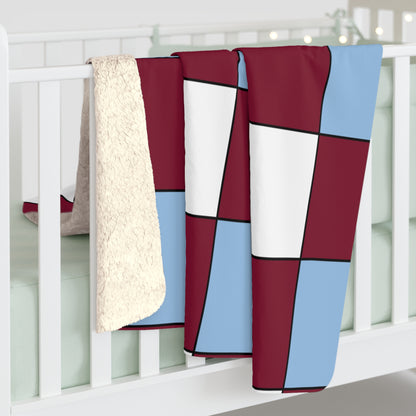 Claret, Blue, White Retro Check Blanket Throw