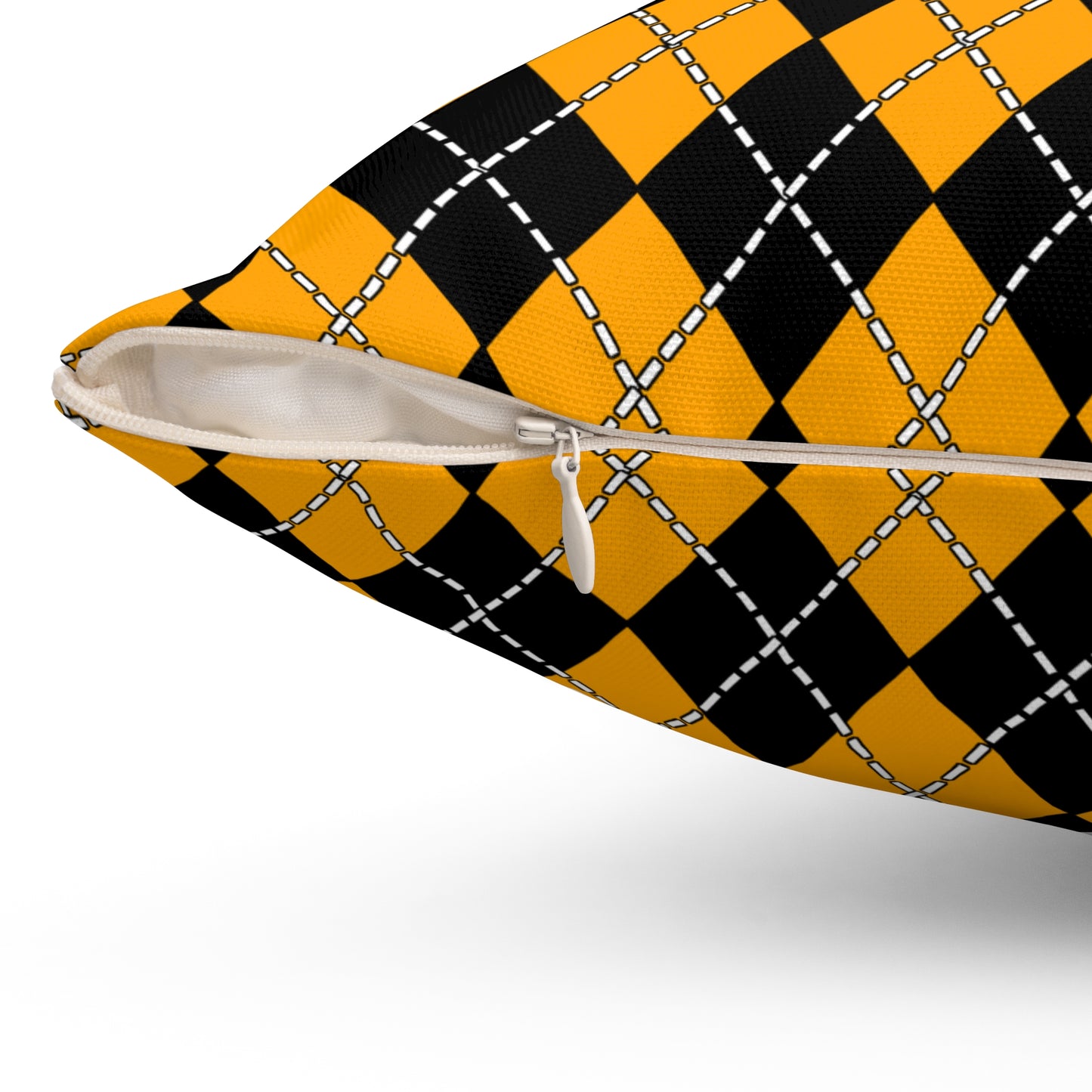 Orange, Black Retro Argyle Cushion Pillow