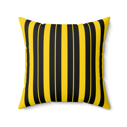Gold, Black Retro Stripes Cushion Pillow