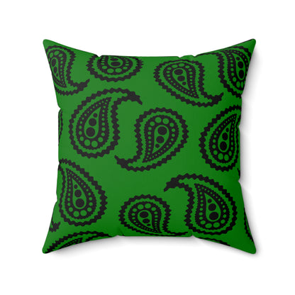 Green, Black Retro Paisley Cushion Pillow