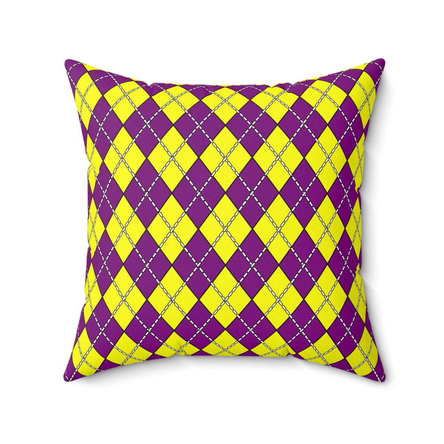 Purple, Yellow Retro Argyle Cushion Pillow