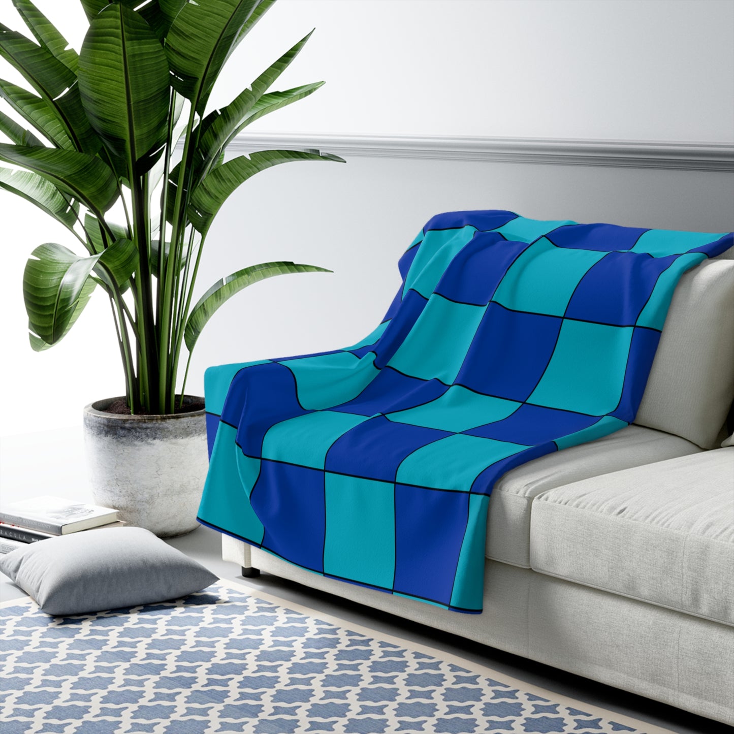 Pacific Islands Retro Check Blanket Throw