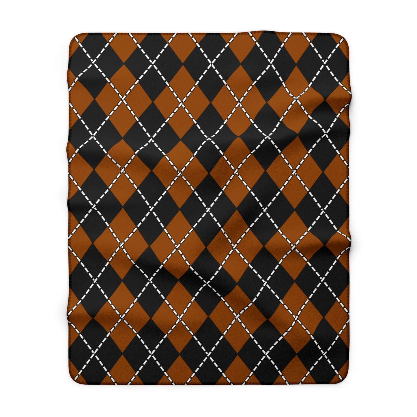 Brown, Black Retro Argyle Blanket Throw