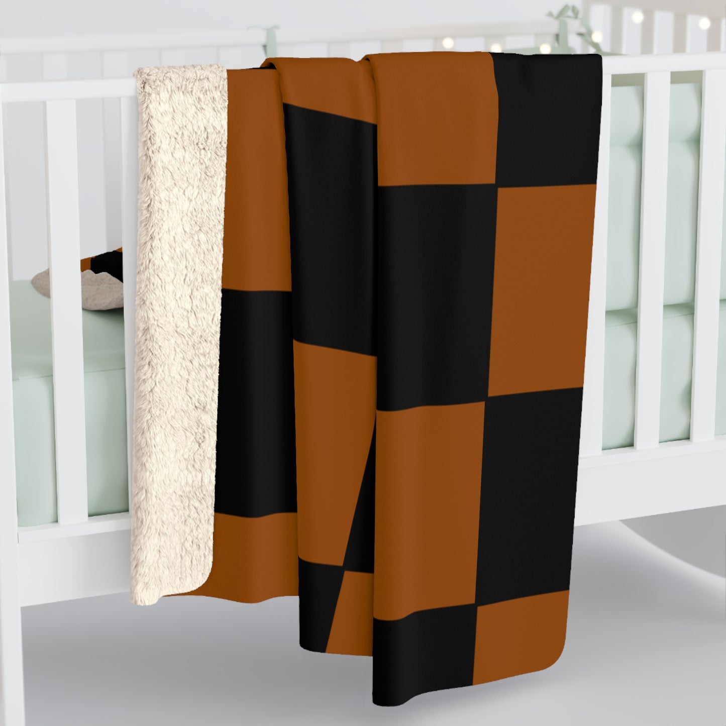Brown, Black Retro Check Blanket Throw