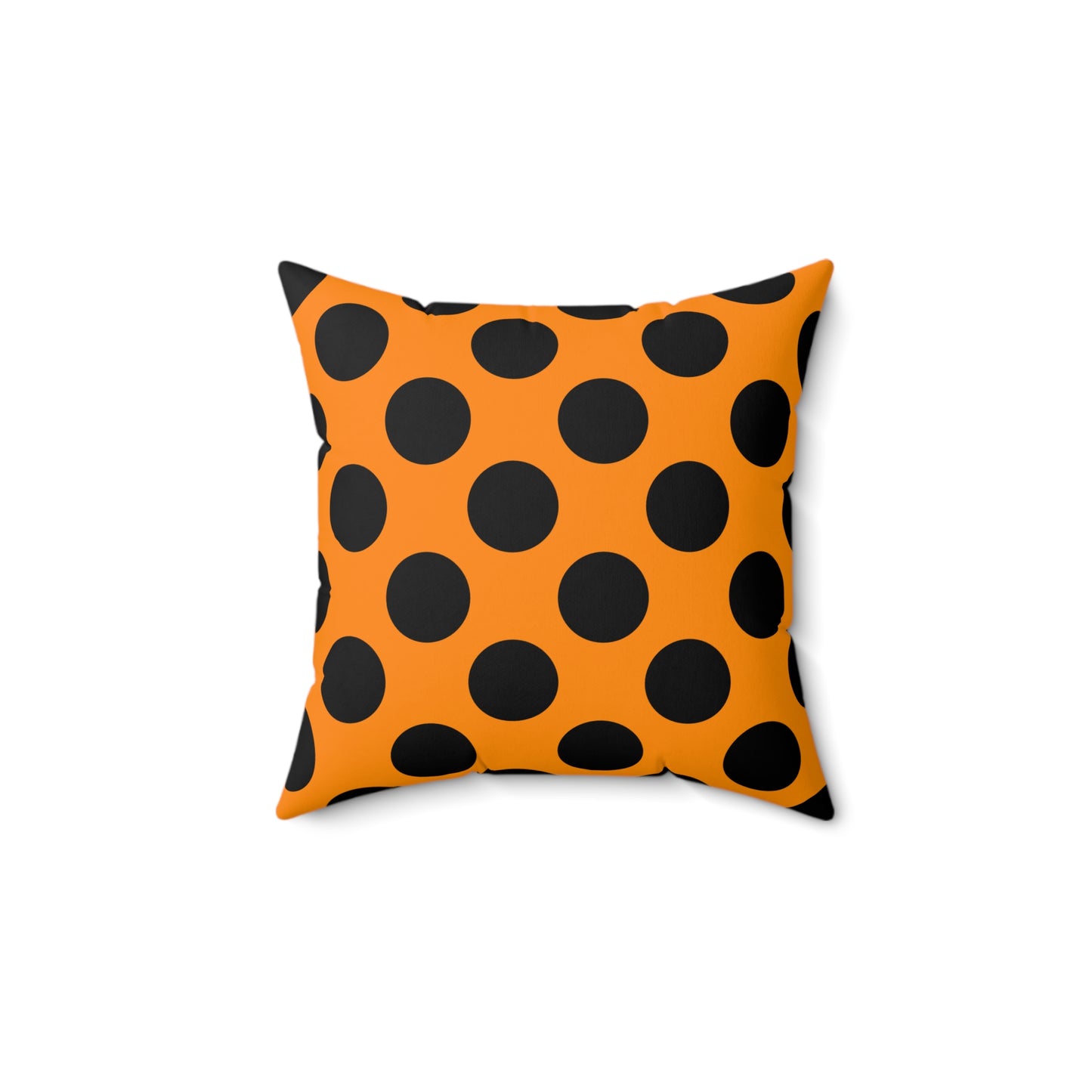 Dark Orange, Black Retro Polka Dots Cushion Pillow