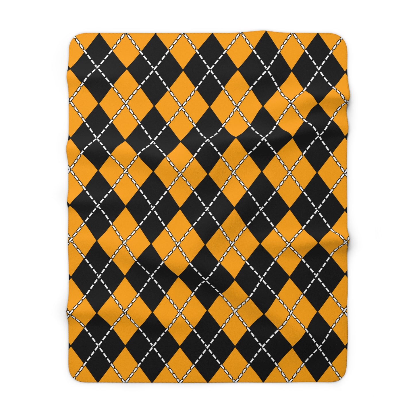 Orange, Black Retro Argyle Blanket Throw