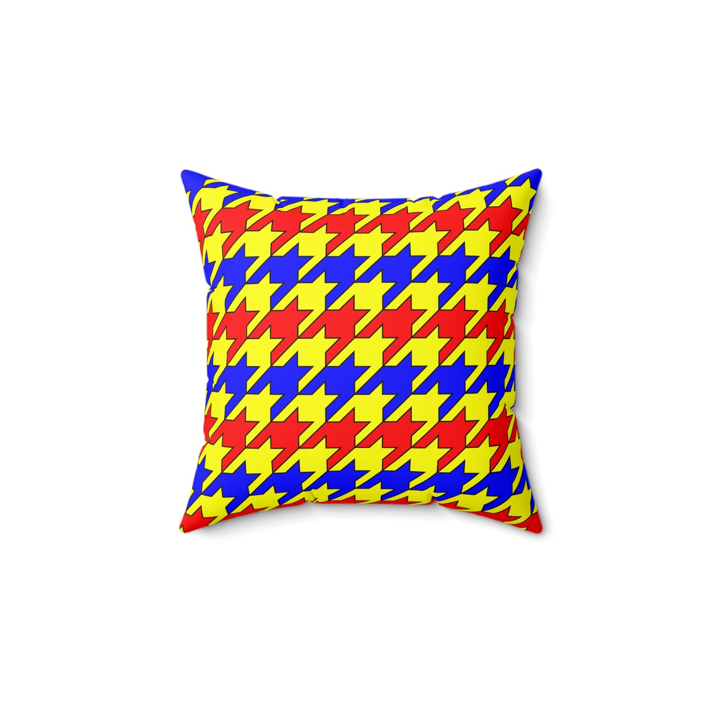 Yellow, Blue, Red Retro Houndstooth Cushion Pillow