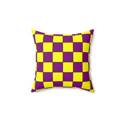 Purple, Yellow Retro Check Cushion Pillow