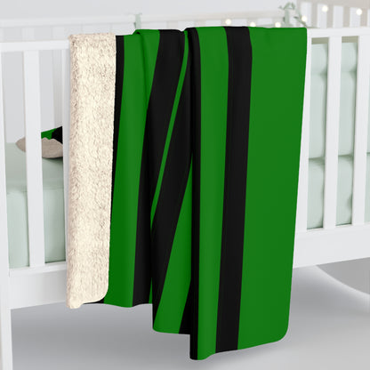 Green, Black Retro Stripes Blanket Throw