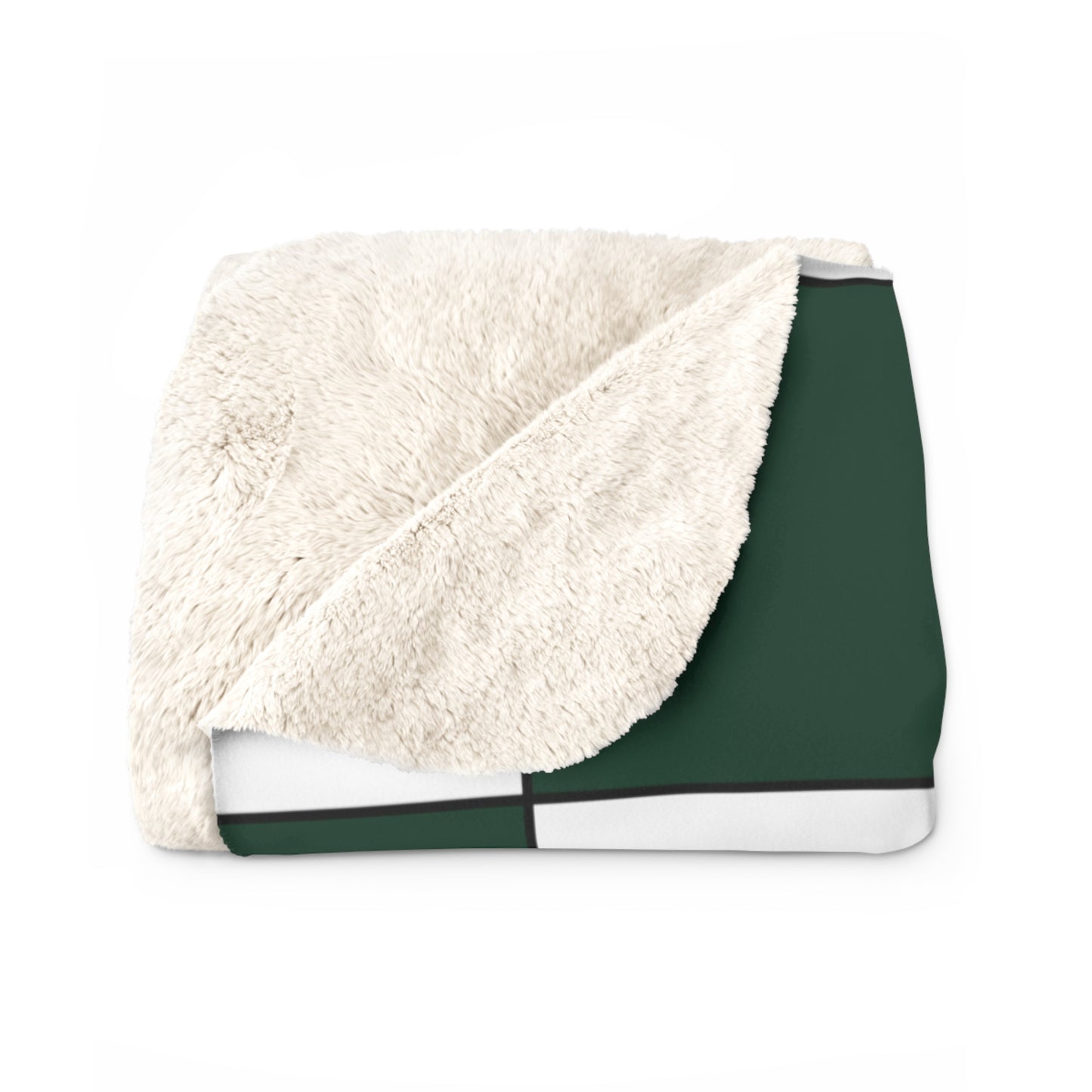 Dark Green, White Retro Check Blanket Throw