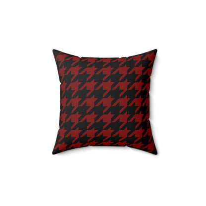 Maroon, Black Retro Houndstooth Cushion Pillow