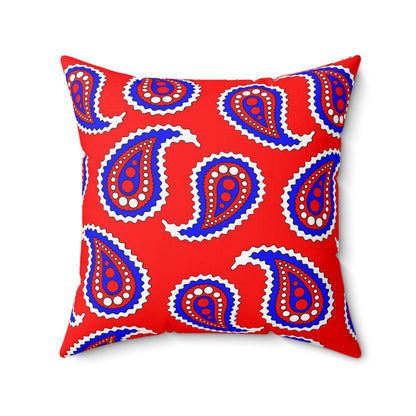 Red, White, Blue Retro Paisley Cushion Pillow