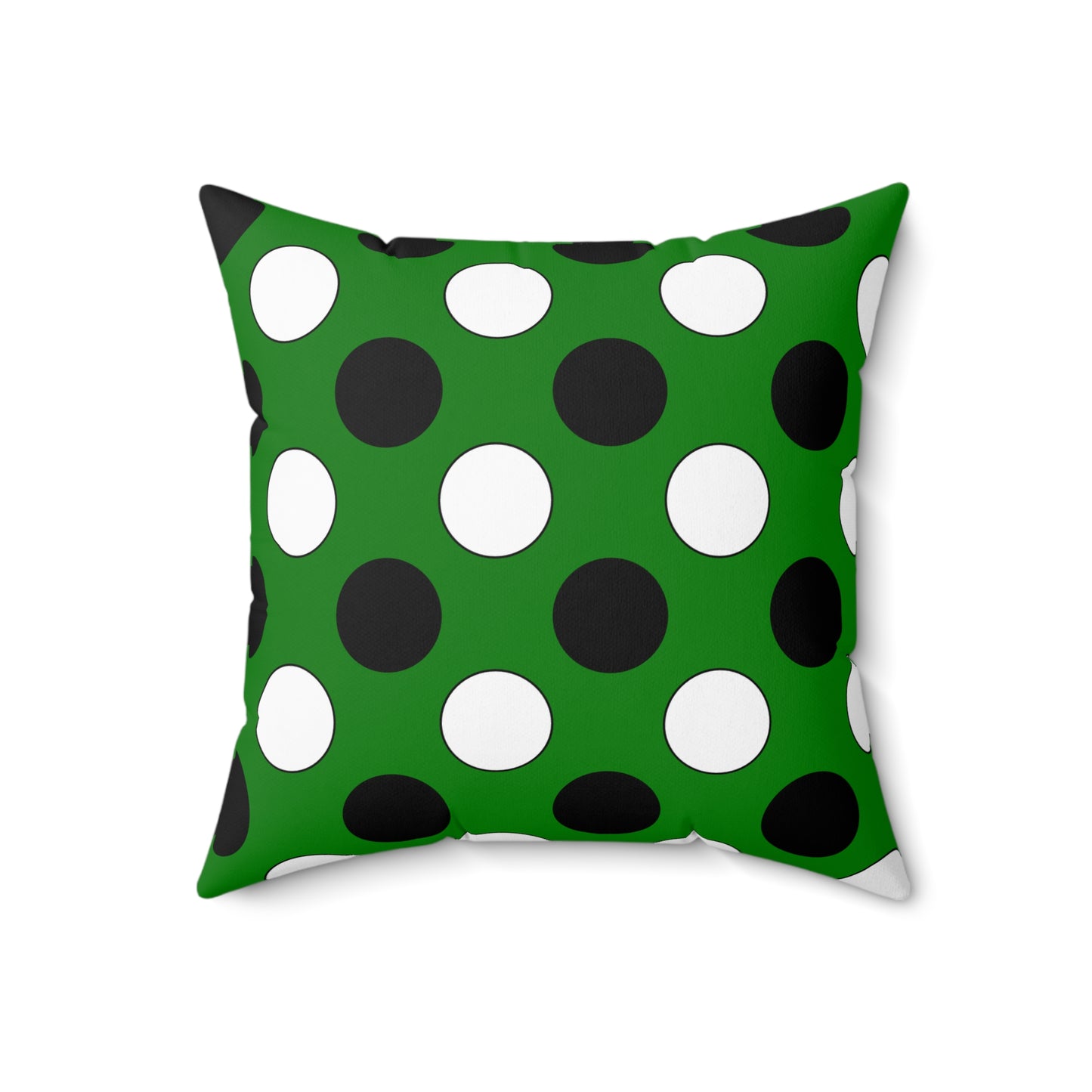 Green, Black, White Retro Polka Dots Cushion Pillow