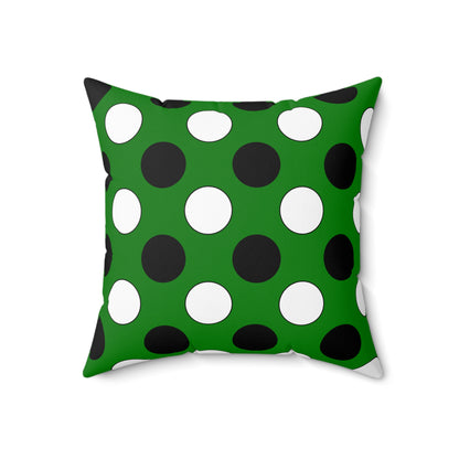 Green, Black, White Retro Polka Dots Cushion Pillow