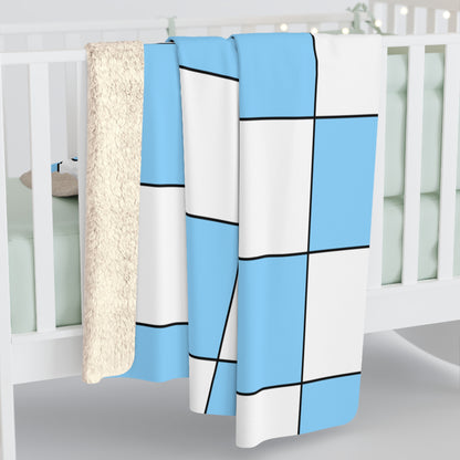 Light Blue, White Retro Check Blanket Throw