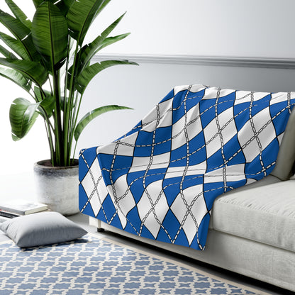 Greece Retro Argyle Blanket Throw