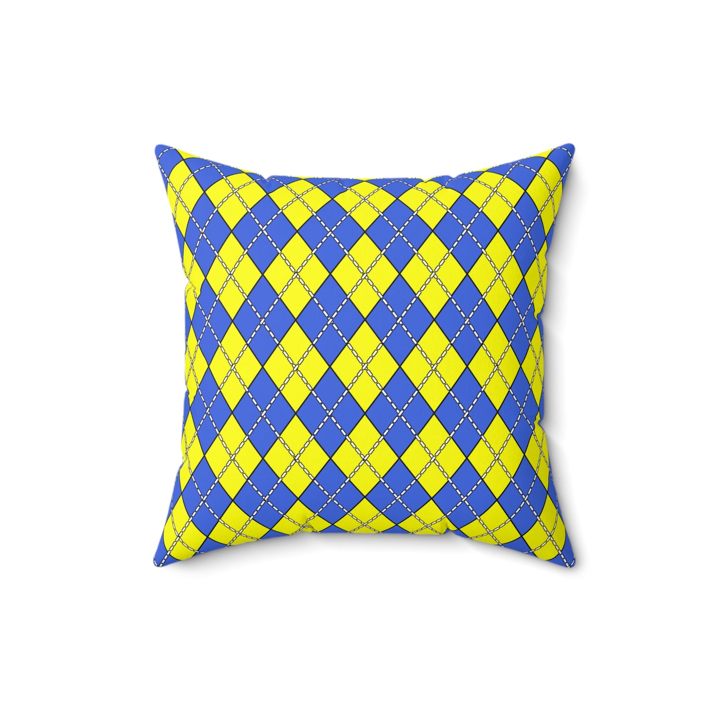 Royal Blue, Yellow Retro Argyle Cushion Pillow