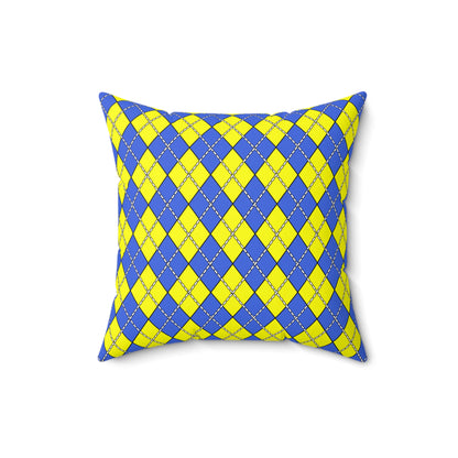 Royal Blue, Yellow Retro Argyle Cushion Pillow