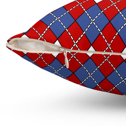 Democratic Peoples Republic Of Korea Retro Argyle Cushion Pillow