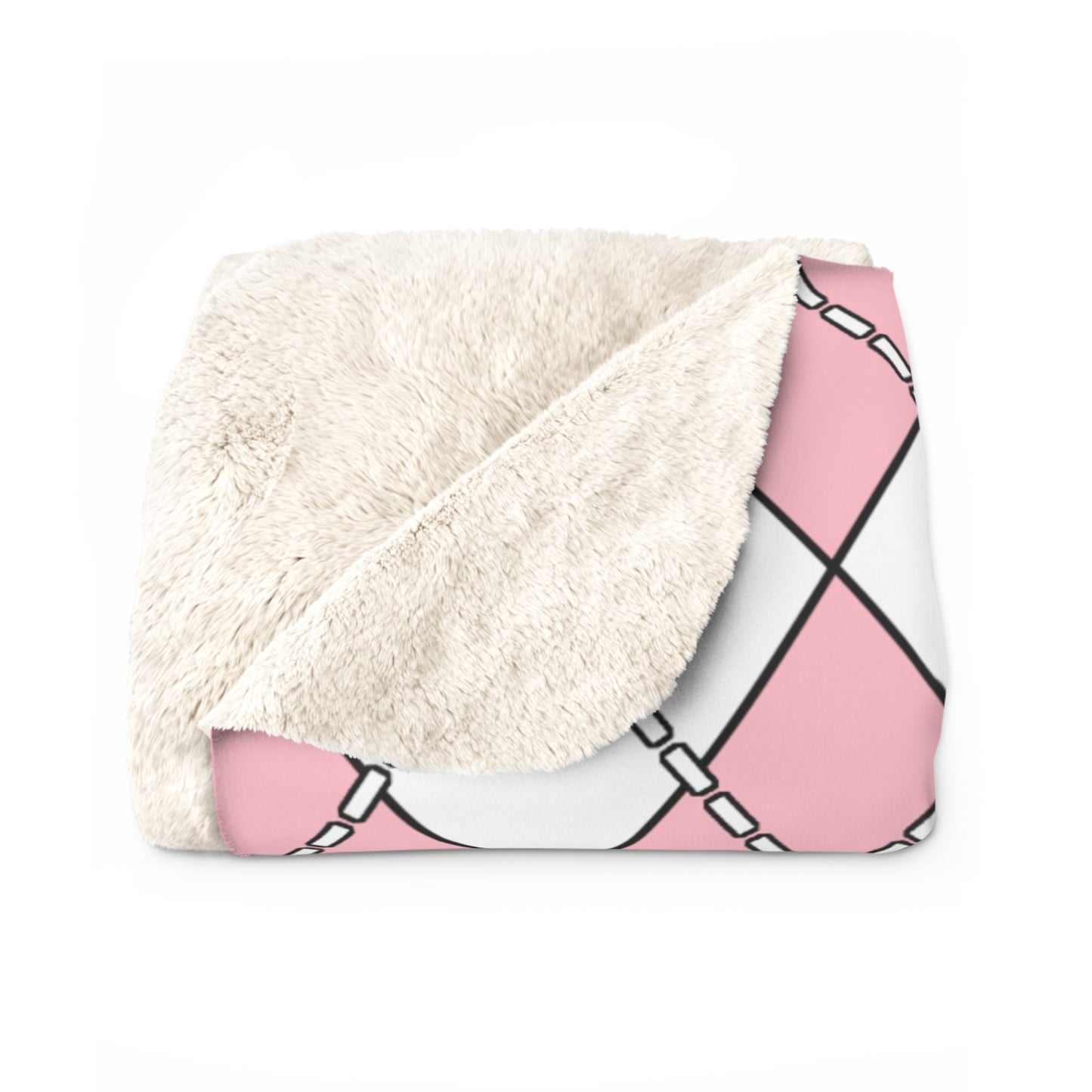 Pink, White Retro Argyle Blanket Throw