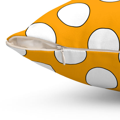 Orange, White Retro Polka Dots Cushion Pillow
