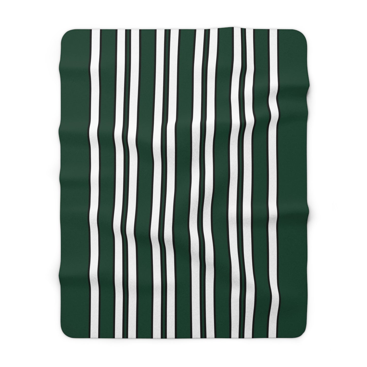 Dark Green, White Retro Stripes Blanket Throw