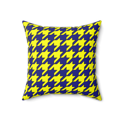 Navy Blue, Yellow Retro Houndstooth Cushion Pillow